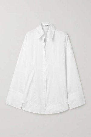 Suzette Oversized Satin-jacquard Shirt - White