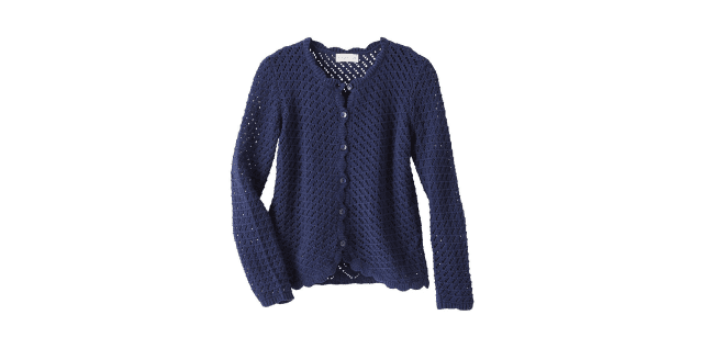 Appleseed's Women's Crochet Cardigan Sweater, Blue,
