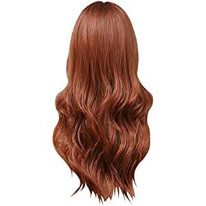 Amazon.com : New Ladies Wig European And American Style Wig Orange Long Wavy Curly High Temperature Wire Hair For Party Festival Cosplay 71cm/28inches Womens Wigs with Less Hair (Red, One Size) : Beauty & Personal Care