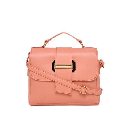 Generic Women's Faux Synthetic Leather Sling Bag (Peach)