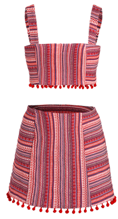 Boho Crop Top Skirt Set