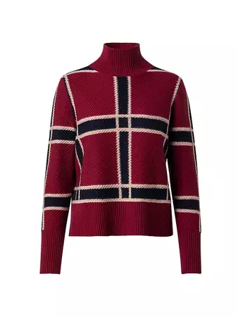 Akris punto Check Wool-Blend Turtleneck Sweater | Saks Fifth Avenue