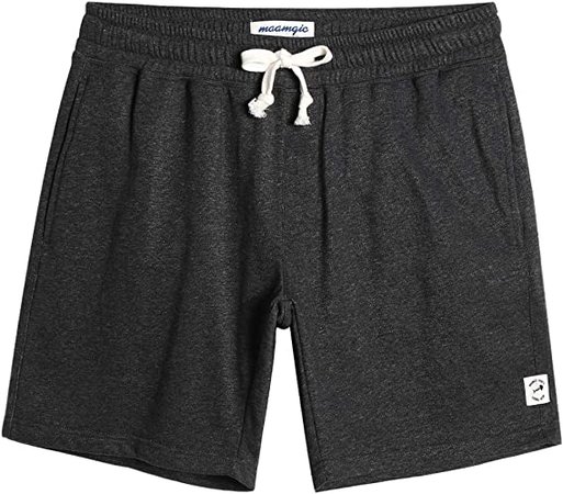 maamgic Mens Sweat Shorts 7" Above Knee Workout Gym Shorts Lounge Shorts with Zipper Pockets at Amazon Men’s Clothing store
