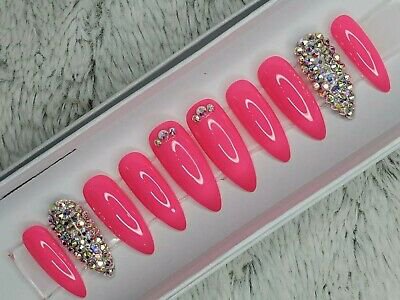 Pink Stiletto Faux Nails