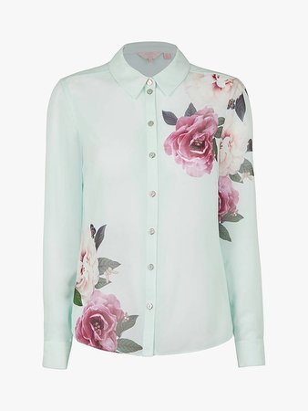 Ted Baker Zaylaa Floral Blouse, Green Mint at John Lewis & Partners