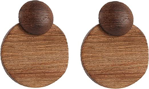Amazon.com: STWTR Women's Natural Wood Earrings Variety of Fashion Earrings Love Minimalist Retro Earring Set Natural Wood Hollow Round Earrings Arc: Clothing, Shoes & Jewelry