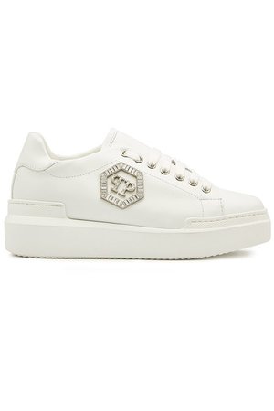 Philipp Plein - Leather Sneakers with Crystals - white