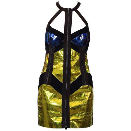 F/W 10 Look#31 VERSACE MIRRORED LEATHER DRESS For Sale at 1stdibs