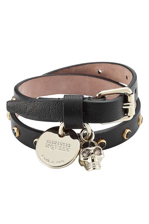 Embellished Leather Wrap Bracelet Gr. One Size