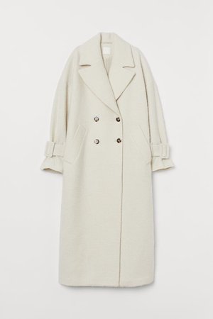 Длинное пальто из полушерсти - Кремовый - | H&M RU