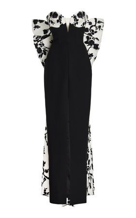 Bow-Embellished Floral Jacquard & Crepe Gown By Rasario | Moda Operandi