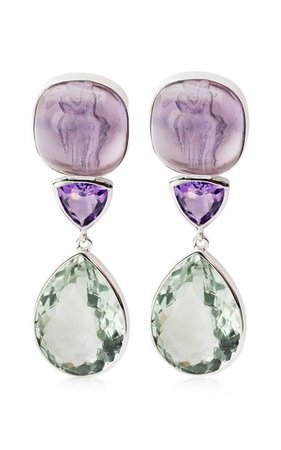 Amethyst, Venetian Glass Cameo 18k White Gold Earrings By Bahina | Moda Operandi