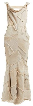 Patchwork Linen Dress - Womens - Beige