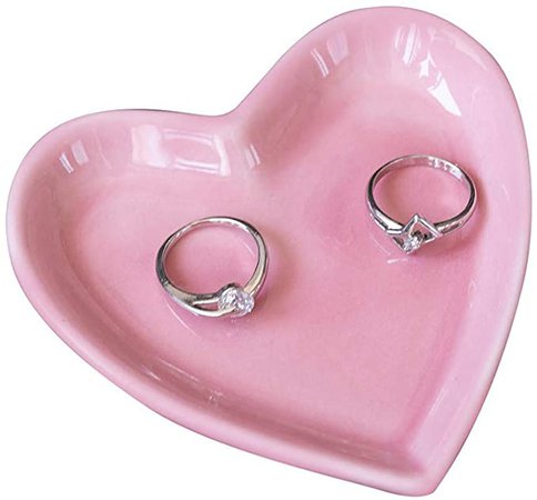 Amazon.com: Meeshine Ceramic Jewelry Tray for Women Girls, Heart Shaped Jewelry Plate Ring Dish, Pink Trinket Dish for Jewelry, Ring Dish for Birthday Friends Daily Family : Clothing, Shoes & Jewelry