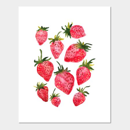Strawberries - Strawberry - Posters and Art Prints | TeePublic UK