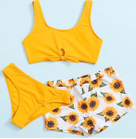 girls sunflower bikini yellow