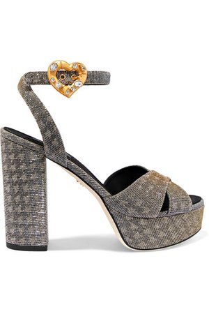 Dolce & Gabbana | Embellished lamé platform sandals | NET-A-PORTER.COM