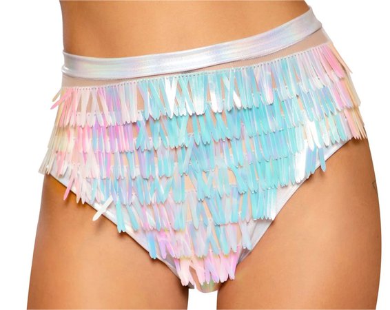 rainbow sequin fringe shorts