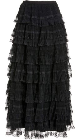 Red Valentino Tiered Lace Midi Skirt
