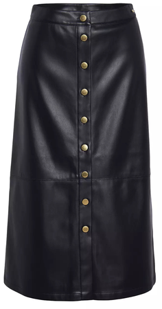 button black leather midi skirt