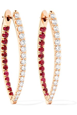 Melissa Kaye | Cristina 18-karat rose gold, diamond and ruby earrings | NET-A-PORTER.COM