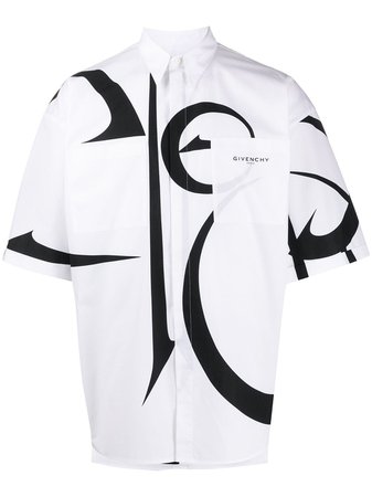 Givenchy Calligraphy-Pattern Short-Sleeved Shirt BM60JL12TK White | Farfetch