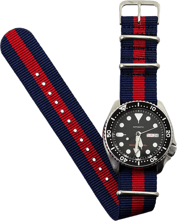 Navy Blue / Red Striped Band