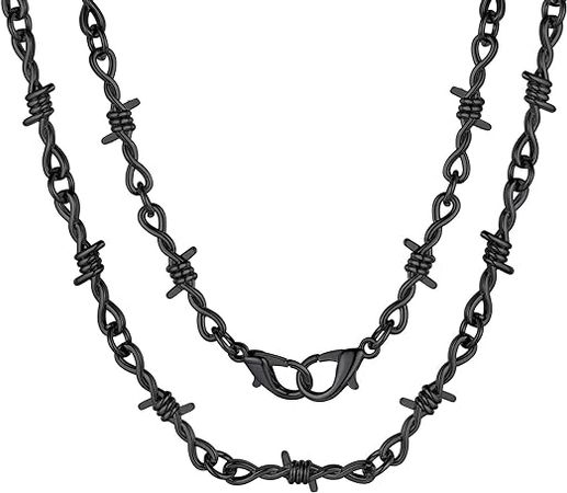 Barbwire Necklace Grunge Jewlery Gothic Necklace Thorn Chain Goth : Amazon.co.uk: Everything Else