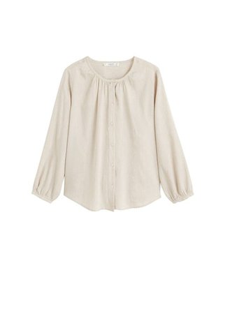 MANGO Speckled linen-blend blouse