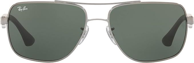 Amazon.com: Ray-Ban Men's RB3483 Metal Square Sunglasses, Gunmetal/Green, 60 mm : Clothing, Shoes & Jewelry