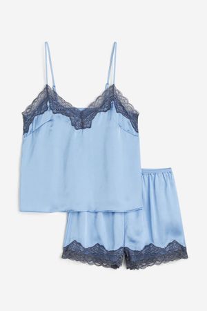 Pajama Camisole Top and Shorts - Light blue - Ladies | H&M US