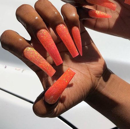 Long Orange Nails