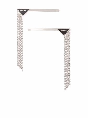 Prada rhinestone-embellished triangle logo hairpin set - FARFETCH
