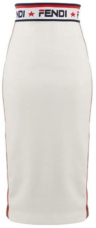 Side Stripe Jersey Pencil Skirt - Womens - White Multi