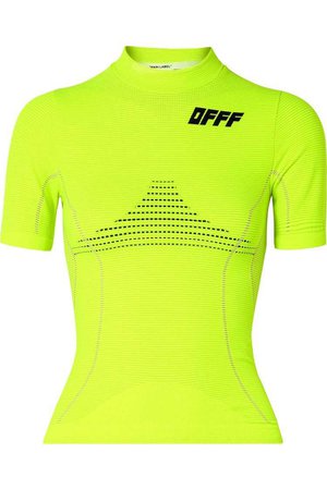 Off-White | Neon jacquard-knit top
