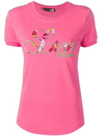 Love Moschino Logo Embroidered T-shirt - Farfetch