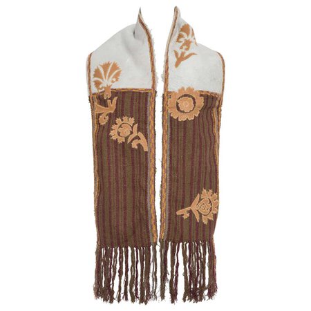 Dries van Noten Runway Shearling Trim Embroidered Scarf , Fall 2002