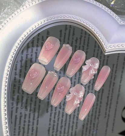 press on pink nails
