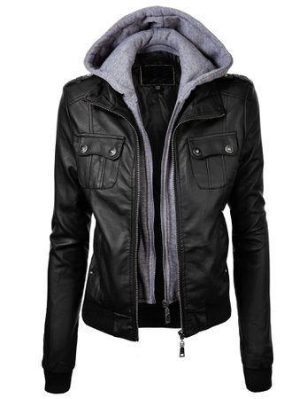 Leather Jacket w/ Hoodie