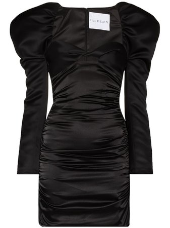 Black Halpern puff-sleeve ruched mini dress S21D05 - Farfetch