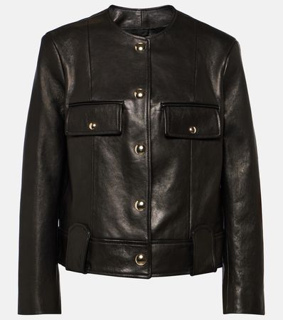 Laybin Cropped Leather Jacket in Black - Khaite | Mytheresa