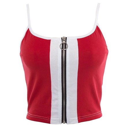 red and white zipper top