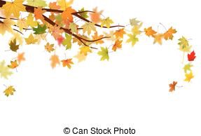 Autumn branch. Branch with autumn maple leaves, vector illustration.