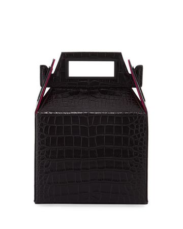 Pop & Suki Stamped Croc Takeout Top Handle Bag, Black