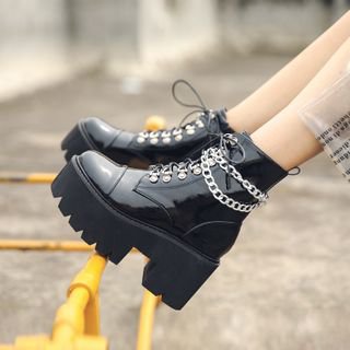 Anran Combat Platform Boots with Chain | YesStyle