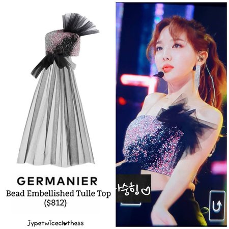 Twice's Fashion on Instagram: “NAYEON MGMA 2019 GERMANIER- Bead Embellished Tulle Top ($812) #twicefashion #twicestyle #twice #nayeon #jeongyeon #jihyo #momo #mina #sana…”