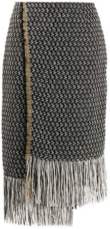 Dorothee fringed asymmetrical wrap skirt
