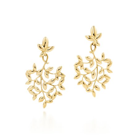 Tiffany & Co, Paloma Picasso Olive Leaf drop earrings in 18k gold, small