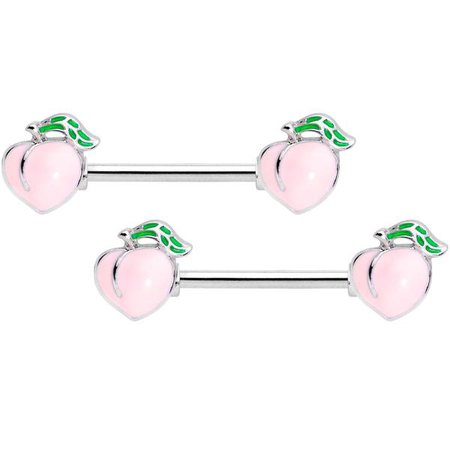 14 Gauge 9/16 Sweet Sweet Peach Barbell Nipple Ring Set – BodyCandy
