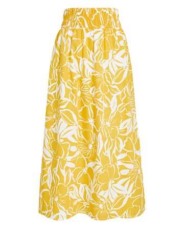 FAITHFULL THE BRAND Kiera Floral Cotton Poplin Midi Skirt | INTERMIX®